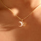 18K Real Gold Plated Shell Moon Butterfly Necklace