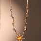 18K Real Gold Plated Orange Opal Sun Necklace