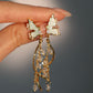 18K Real Gold Plated Butterfly Pearls Dangle Earrings