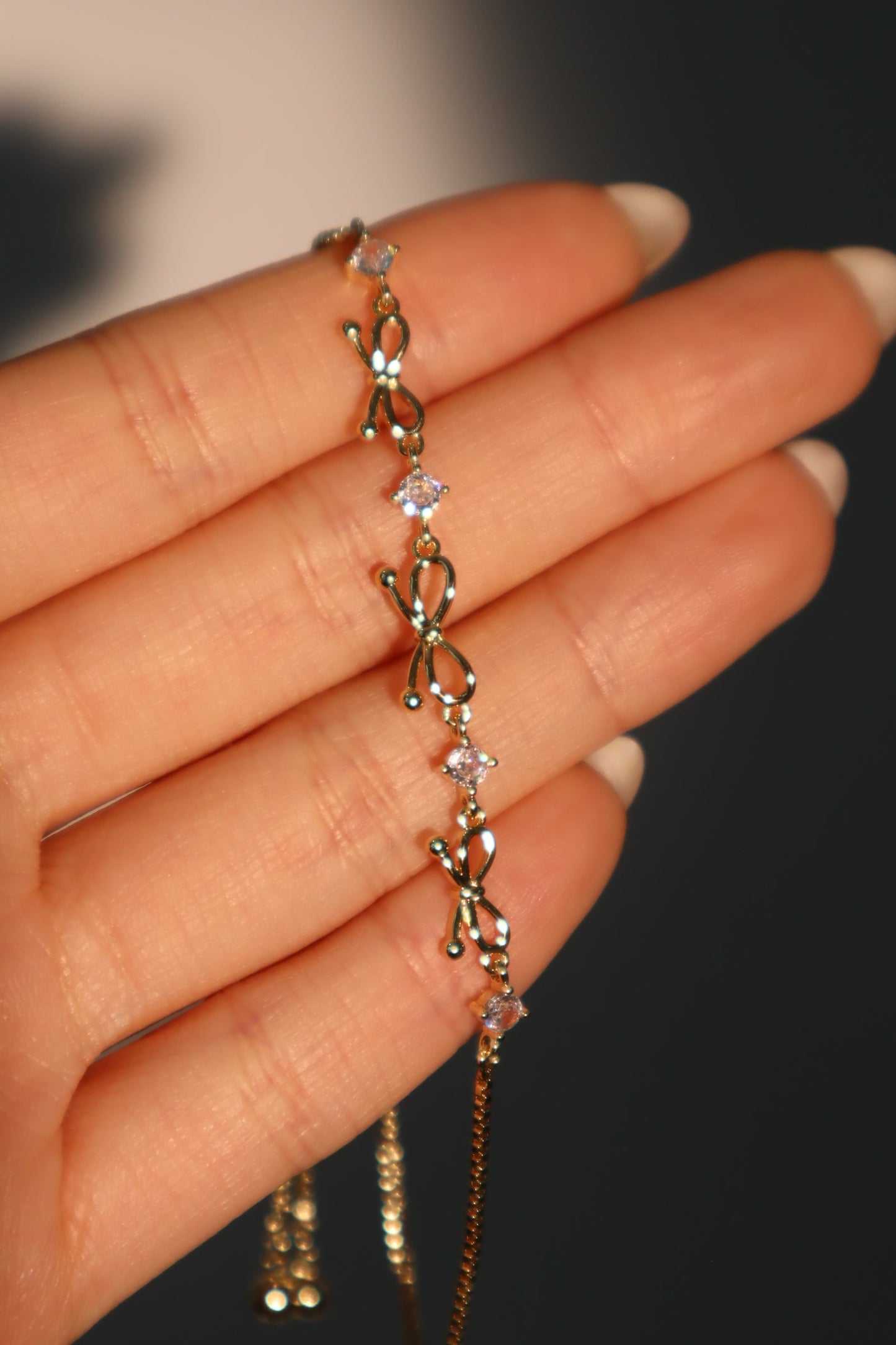 18K Real Gold Plated Multi Diamond Bowknot Bracelet