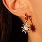 14K Real Gold Plated White Opal Sun Earrings
