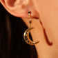 18K Gold Vermeil Moon Star Color Gem Earrings