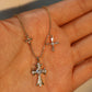 14K Real Gold Plated Double Diamond Cross Necklace