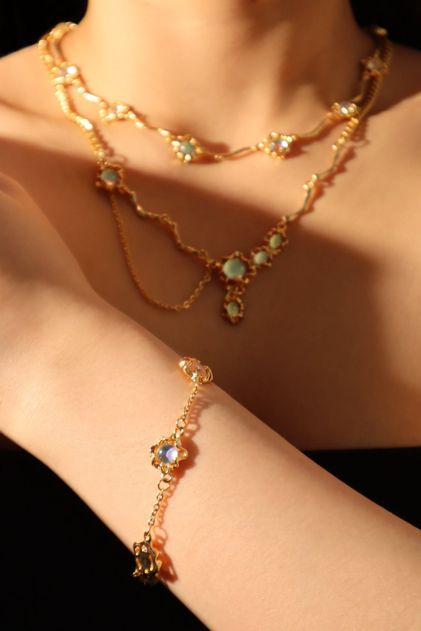 18K Real Gold Plated Multi Opal Bracelet
