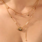 18K Real Gold Plated Shell Starfish Pearls Layer Necklace