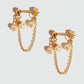18K Real Gold Plated Pearl Chain Hoop Earrings