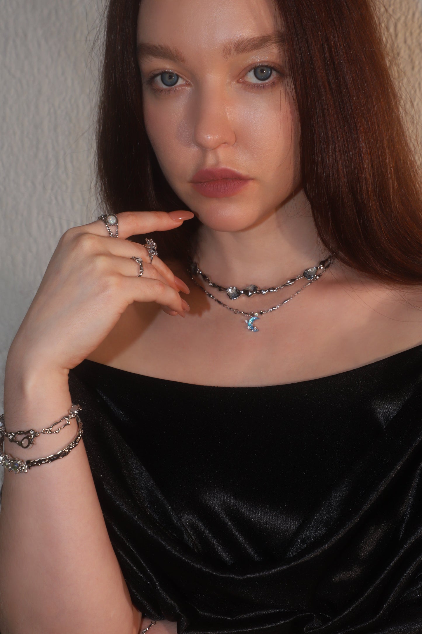 Platinum Plated Blue Crystal Necklace