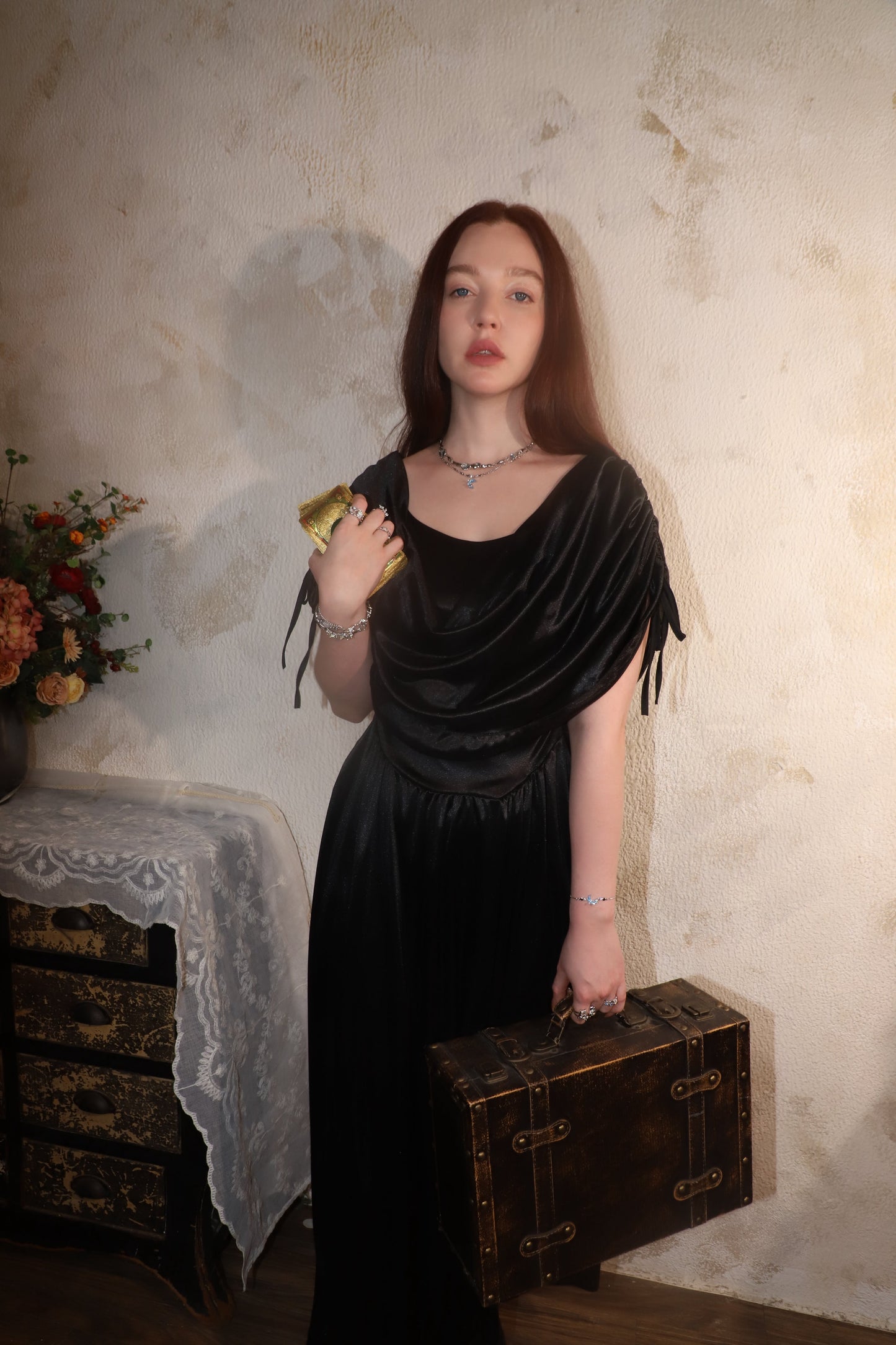 Platinum Plated Blue Crystal Necklace