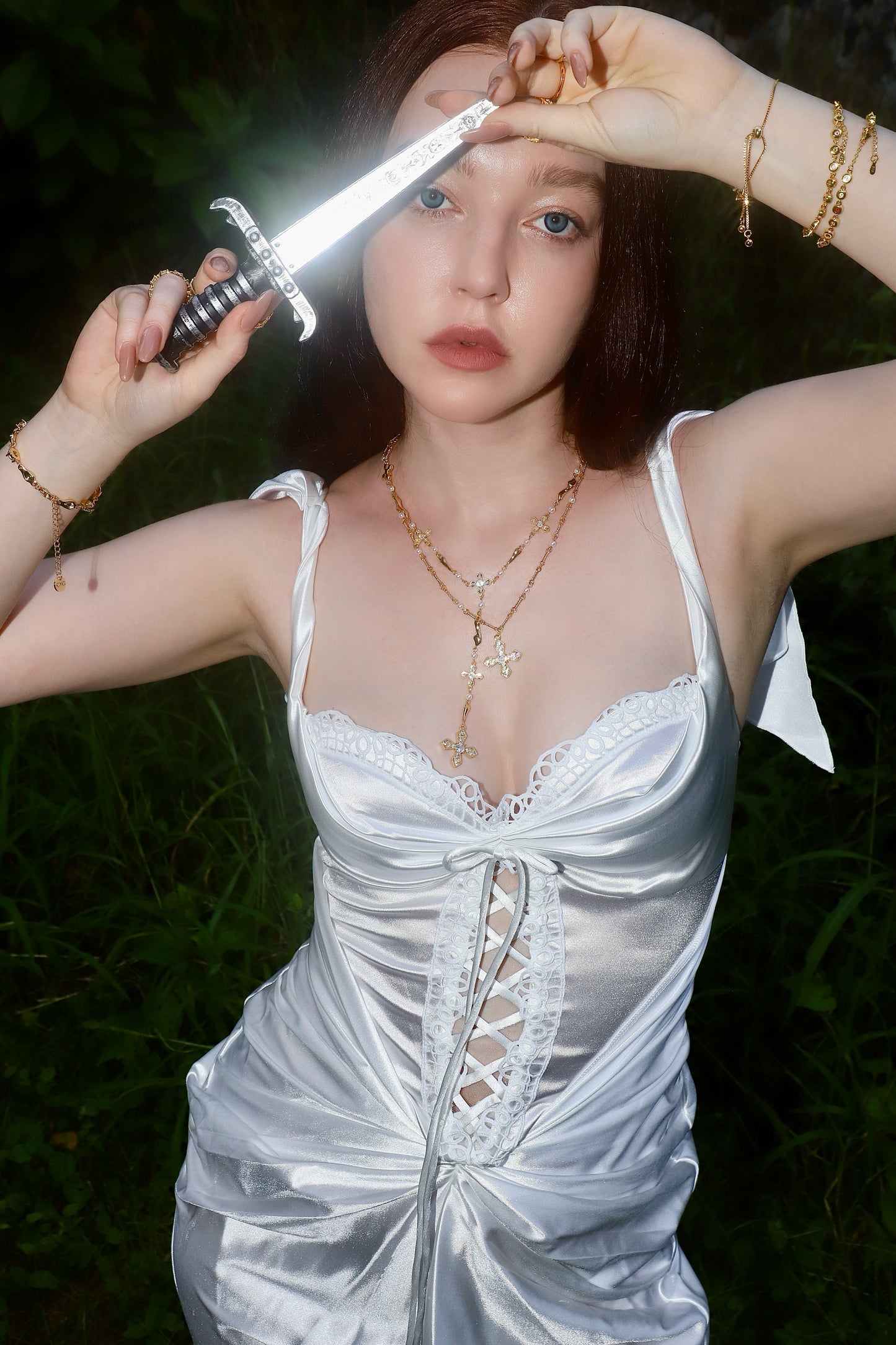 18K Real Gold Plated Eternal Cross Pearls Necklace