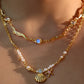 18K Real Gold Plated Multi Moonstones Wave Necklace