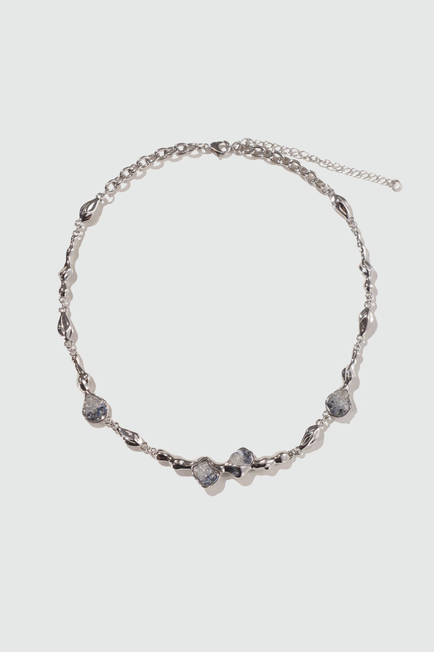 Platinum Plated Blue Crystal Necklace