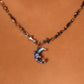 Platinum Plated Moonstone Moon Star Necklace