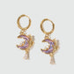 18K Real Gold Plated Moonstone Rose Moon Earrings (Pre-order)