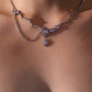 Platinum Plated Purple Glitter Gem Dangle Necklace