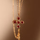 14K Real Gold Plated Red Cross Necklace
