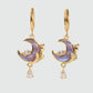 18K Real Gold Plated Moonstone Rose Moon Earrings (Pre-order)
