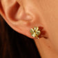 14K Real Gold Plated Spinning Jade Clover Earrings
