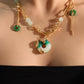 18K Real Gold Plated Jade Dragon Necklace  (EARRINGS INCLUDED)