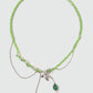 Platinum Plated Emerald Vine Bowknot Necklace