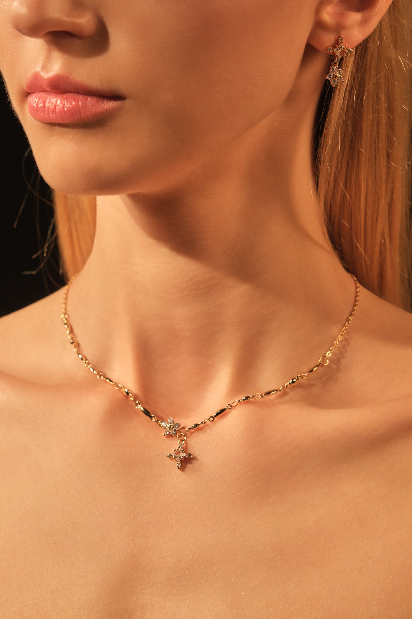 18K Real Gold Plated Diamond Cross Earrings