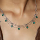 Platinum Plated Double Layer Green Heart Necklace