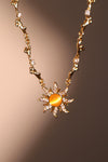 18K Real Gold Plated Orange Opal Sun Necklace
