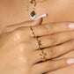 14K Real Gold Plated Emerald Butterfly Ring
