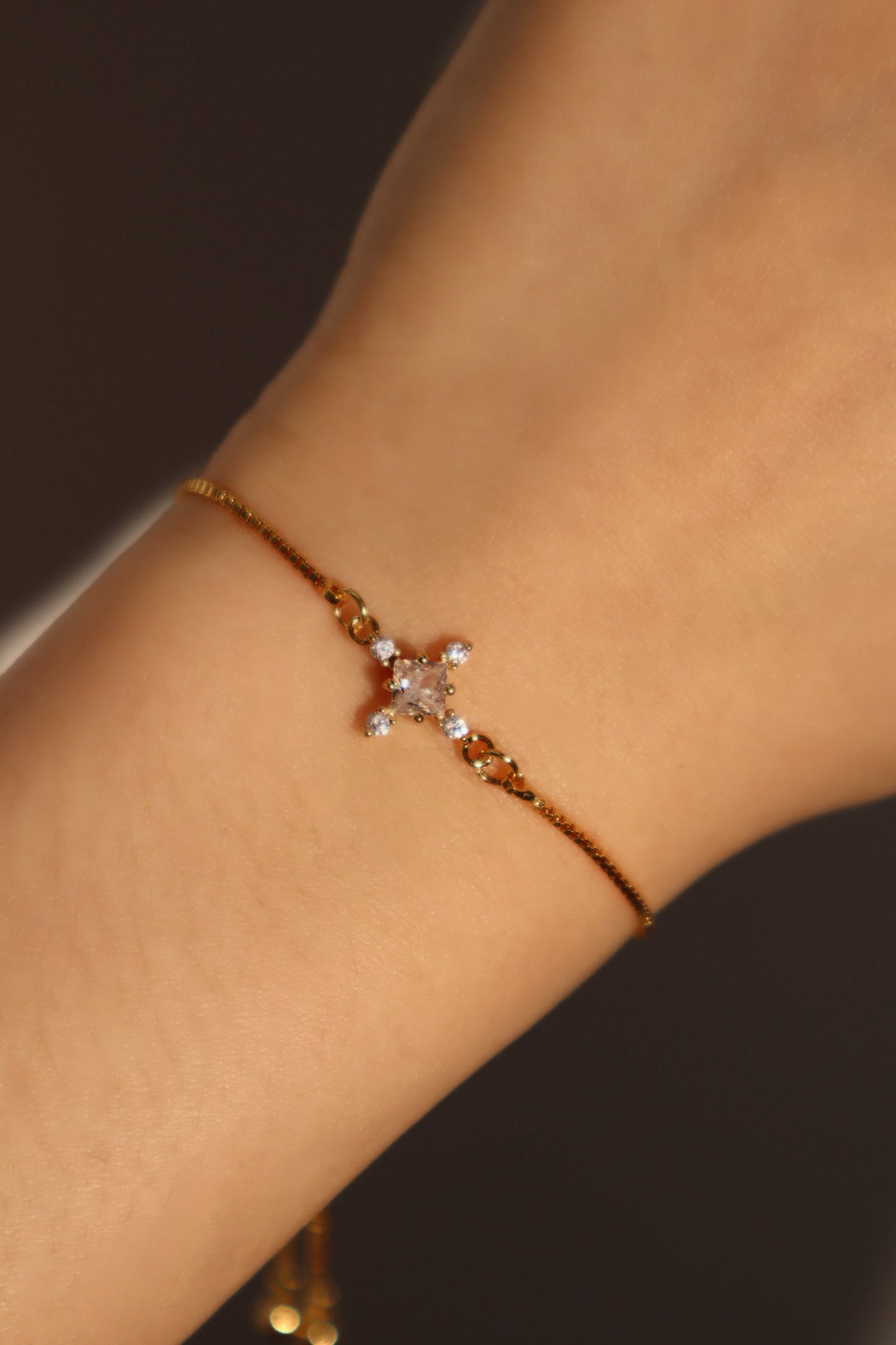 18K Real Gold Plated Diamond Cross Pendant Bracelet