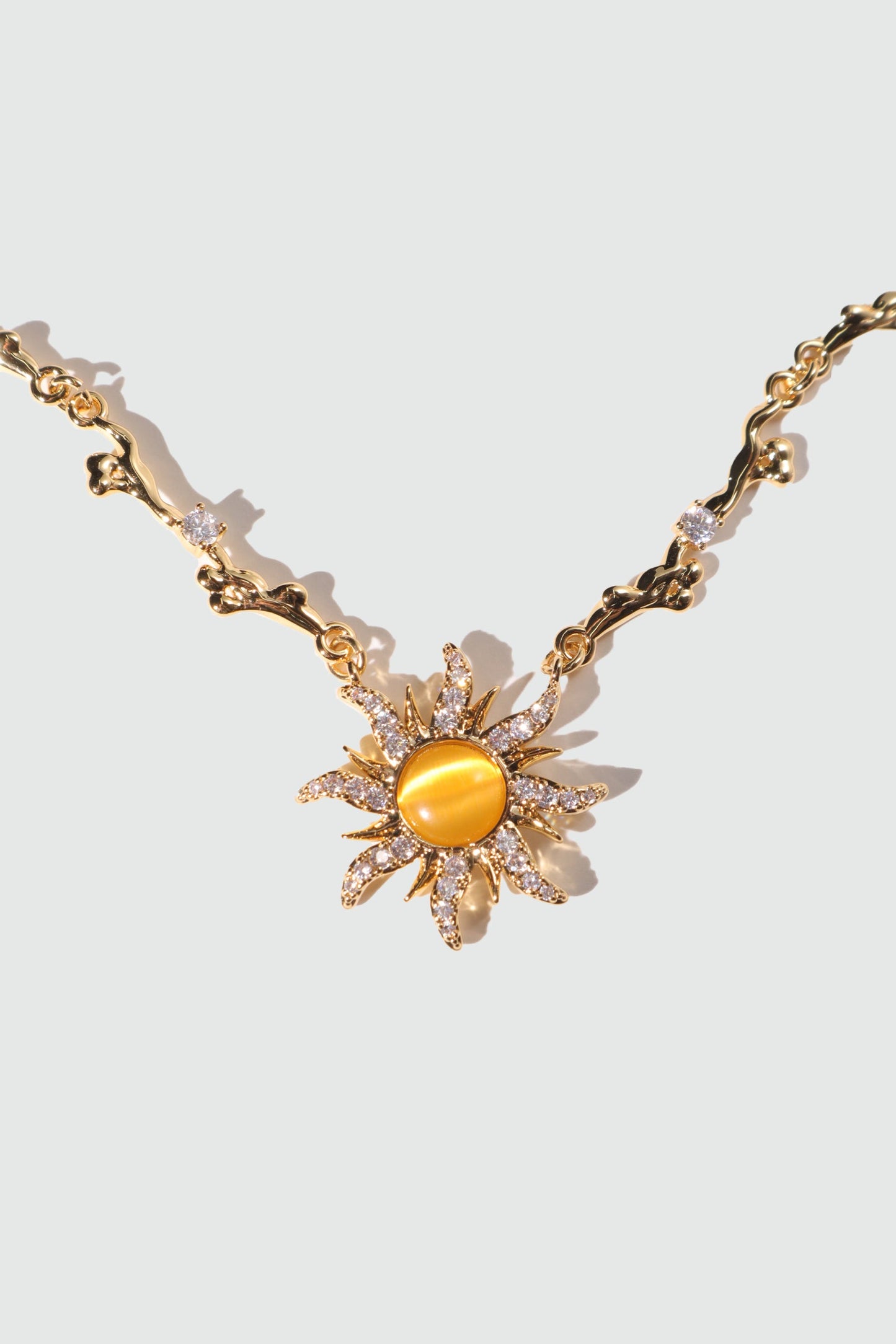 18K Real Gold Plated Orange Opal Sun Necklace