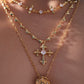 18K Real Gold Plated Multi Diamond Cross Necklace