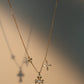 14K Real Gold Plated Double Diamond Cross Necklace
