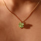 18K Real Gold Plated Spinning Jade Clover Necklace