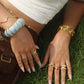 Gold Plated Blue Acrylic Bangle Bracelet