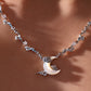 Platinum Plated Diamonds Natural Shell Moon Necklace