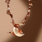 18K Rose Gold Plated Diamonds Natural Shell Moon Necklace