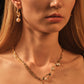 18K Real Gold Foil Pearl Hoop Earrings