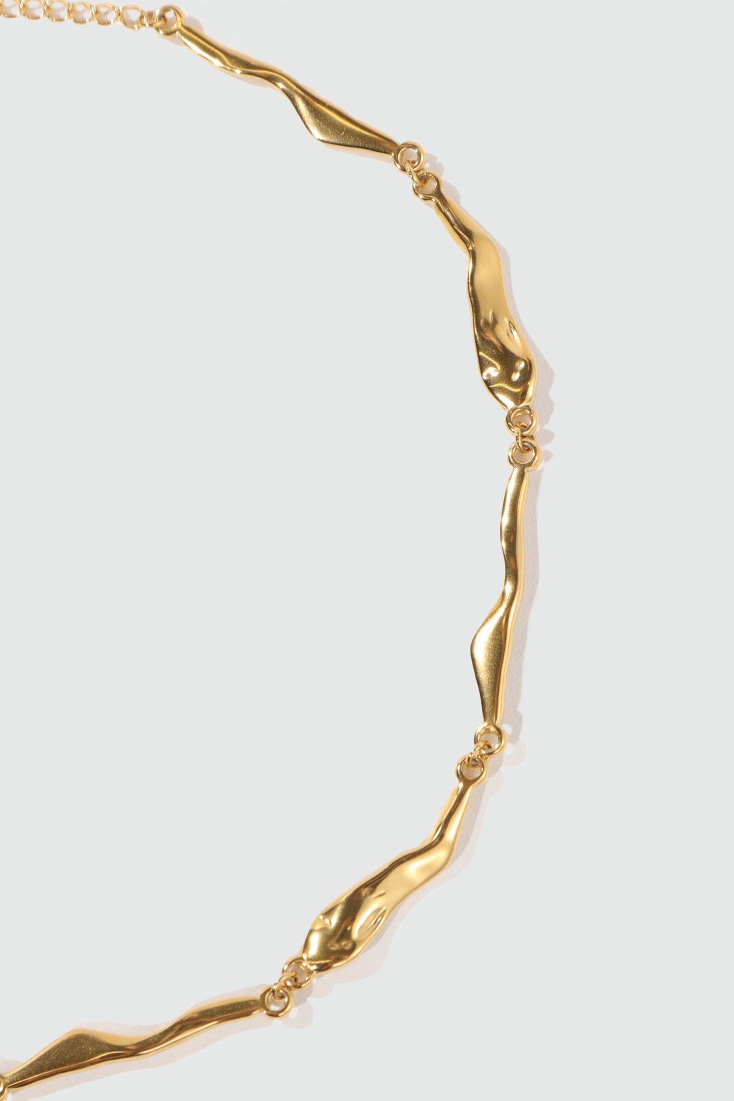 18K Gold Stainless Steel Wave Textured Necklace