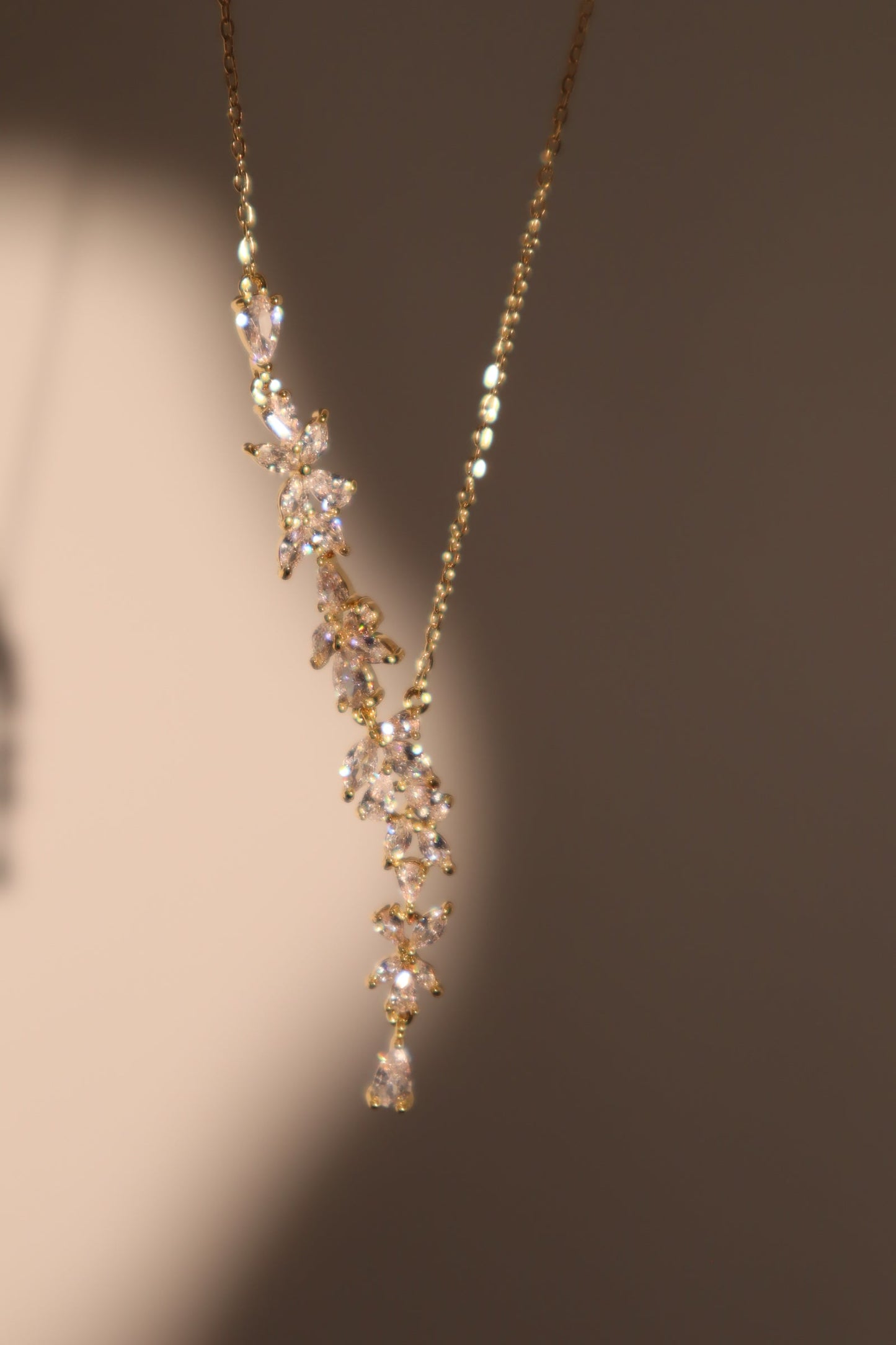 14K Real Gold Plated Diamond Leaf Necklace