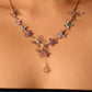 Multi Color Gem Butterfly Necklace