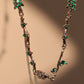 Platinum Plated Green Gem Rose Necklace