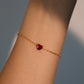 24K Gold Vermeil Red Gem Heart Bracelet
