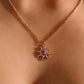 14K Real Gold Plated Purple Opal Sun Necklace