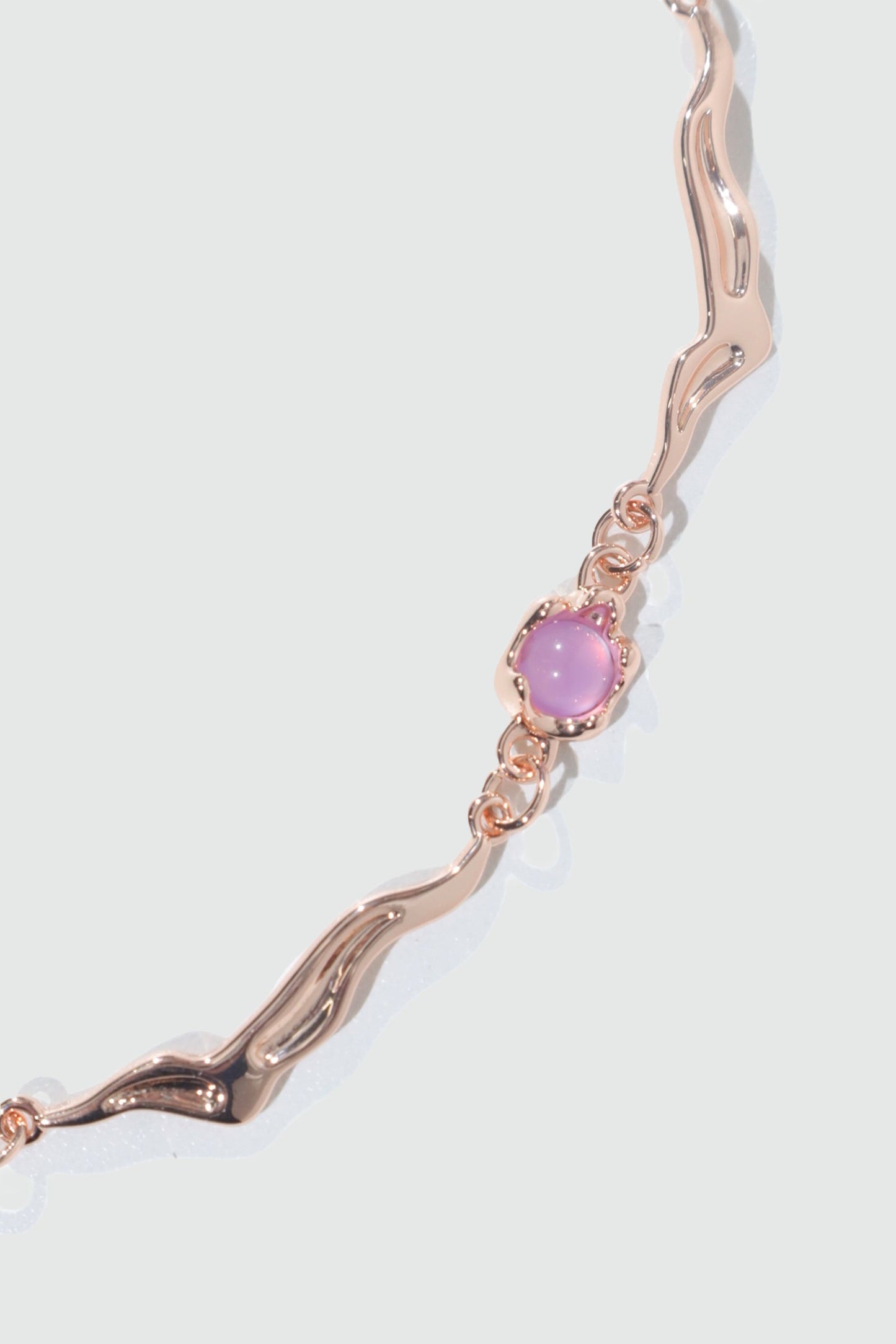 18K Rose Gold Plated Multi Purple Opal Wave Necklace