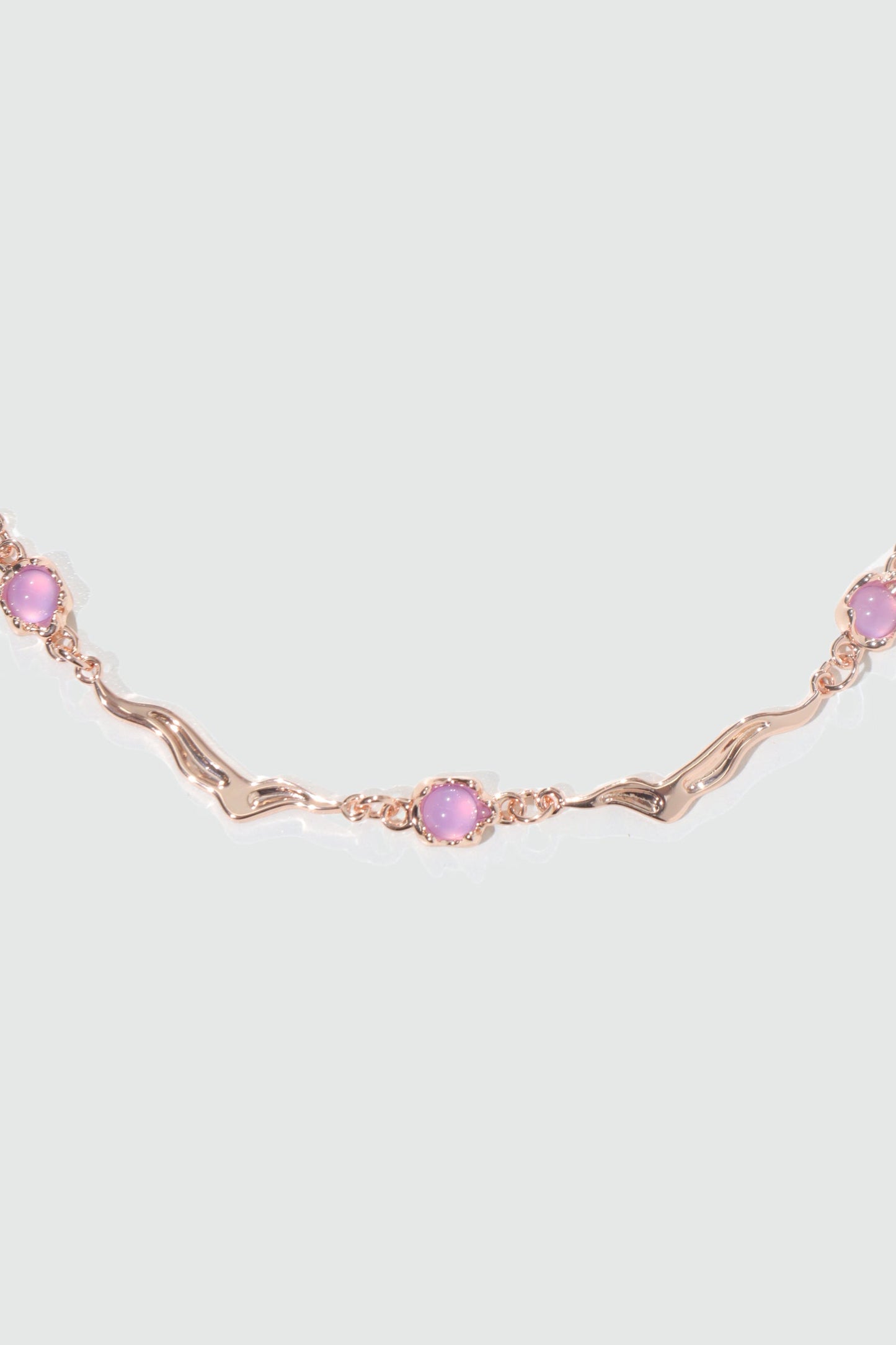 18K Rose Gold Plated Multi Purple Opal Wave Necklace