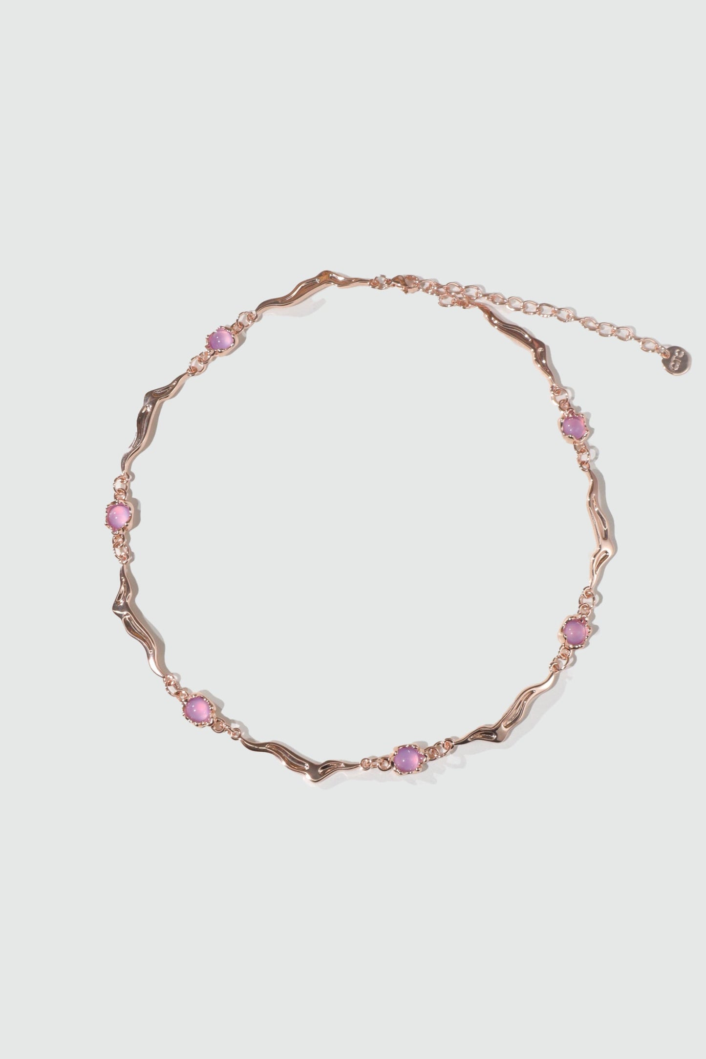18K Rose Gold Plated Multi Purple Opal Wave Necklace