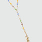 18K Real Gold Plated Color Gem Rose Lariat Long Necklace