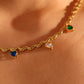 18K Gold Stainless Steel Color Gem Wave Necklace