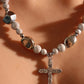 Glowing Pearl Cross Necklace