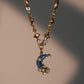 18K Real Gold Plated Moonstone Moon Star Necklace