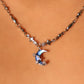 Platinum Plated Moonstone Moon Star Necklace